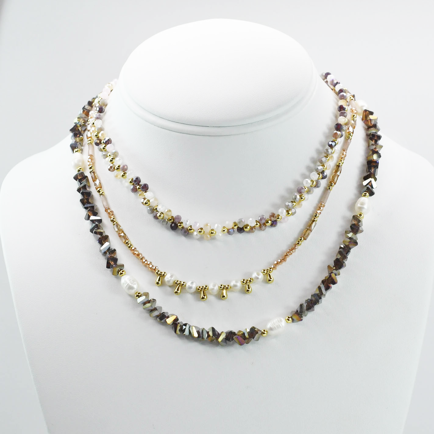 Colorful charms gold necklace featuring gemstone details, layered jewelry design, trendy accessory for women’s jewelry collections, boutique wholesale fashion necklace that is hypoallergenic, tarnish free, and waterproof jewelry with a cute aesthetic statement style