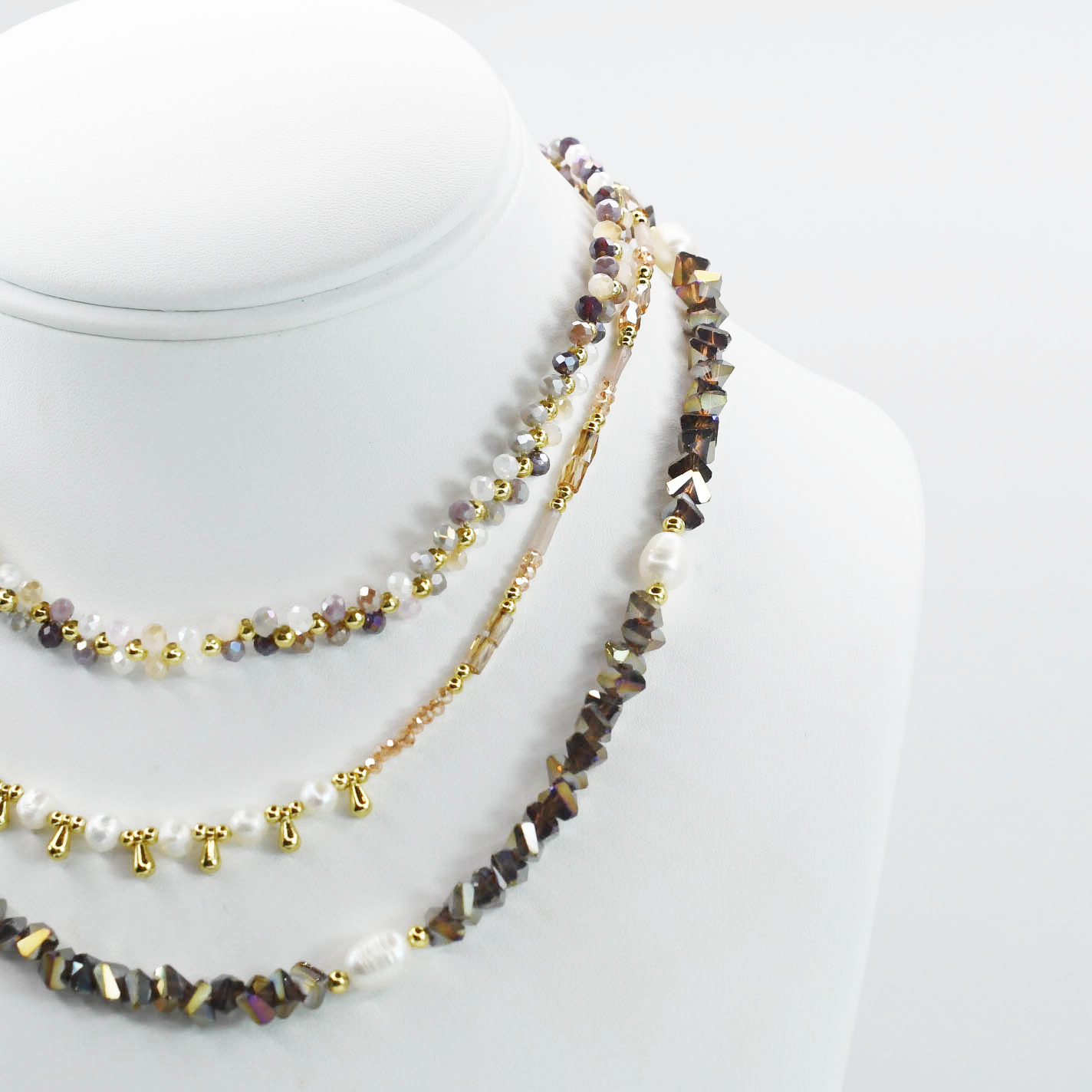 Colorful charms gold necklace featuring gemstone details, layered jewelry design, trendy accessory for women’s jewelry collections, boutique wholesale fashion necklace that is hypoallergenic, tarnish free, and waterproof jewelry with a cute aesthetic statement style