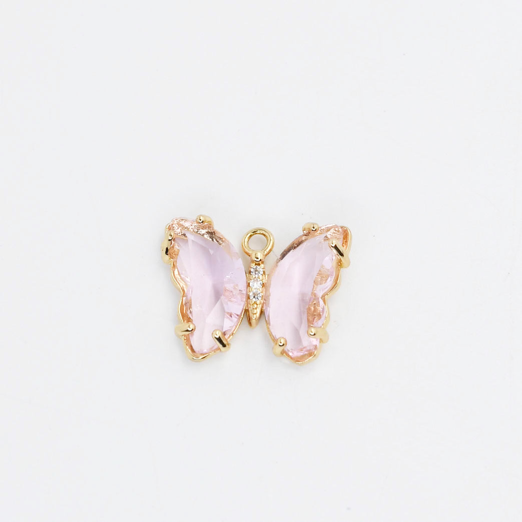 Light Pink Crystal Butterfly charm CH-87