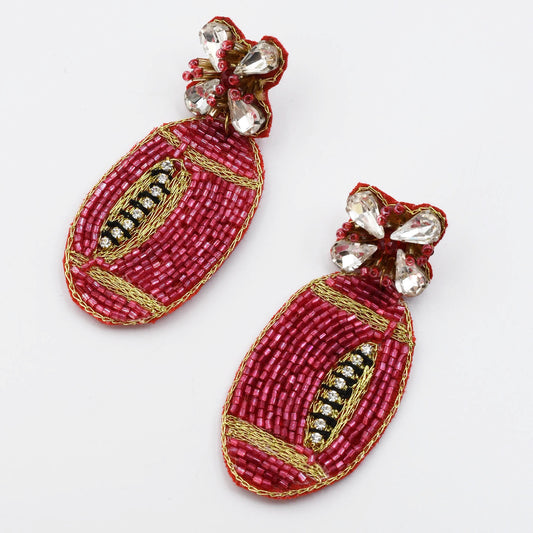 Light Red Football Earring S36