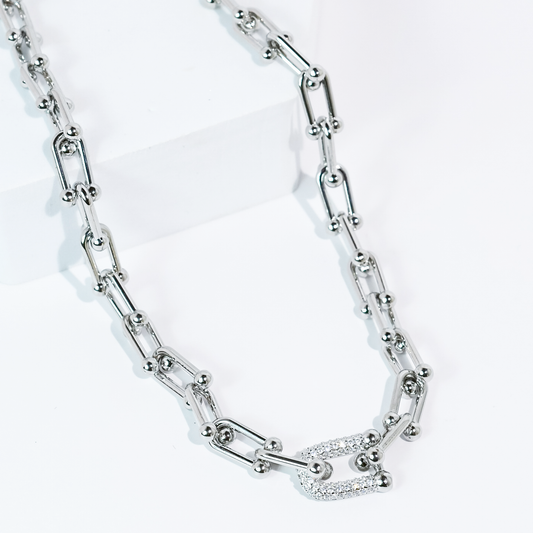 Lock It In Silver Necklace