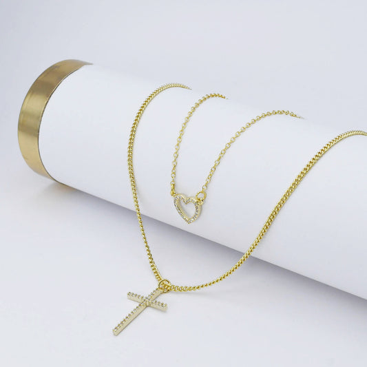 Love & Cross Layer Necklace