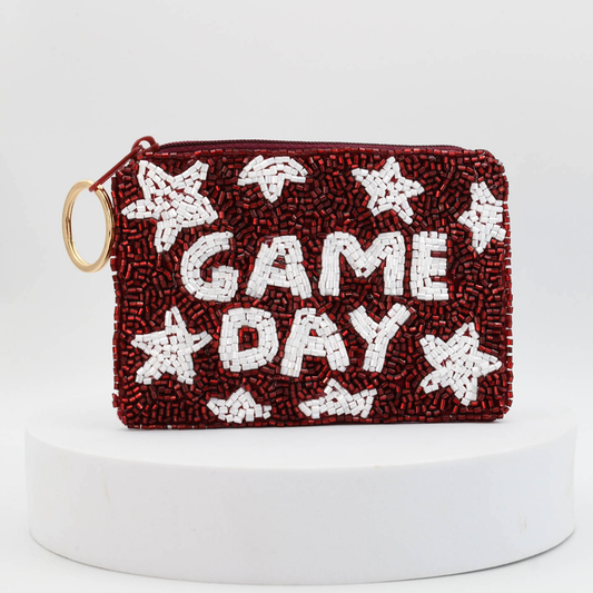 Maroon/White Game Day Keychain Pouch