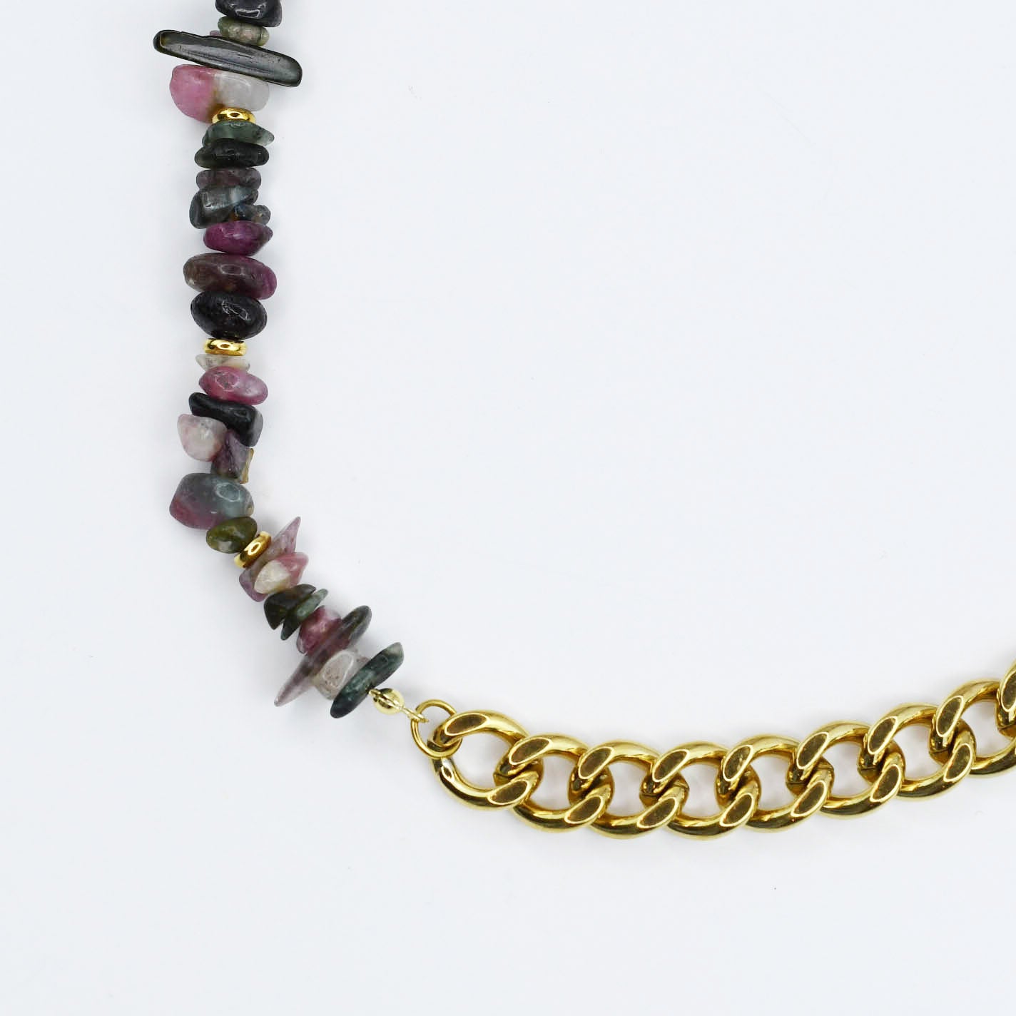 Mauve Stone & Chain Necklace