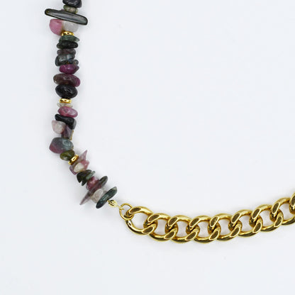 Mauve Stone & Chain Necklace