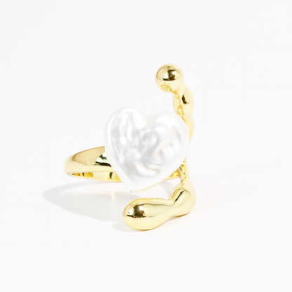 Melted Pearl Gold Ring