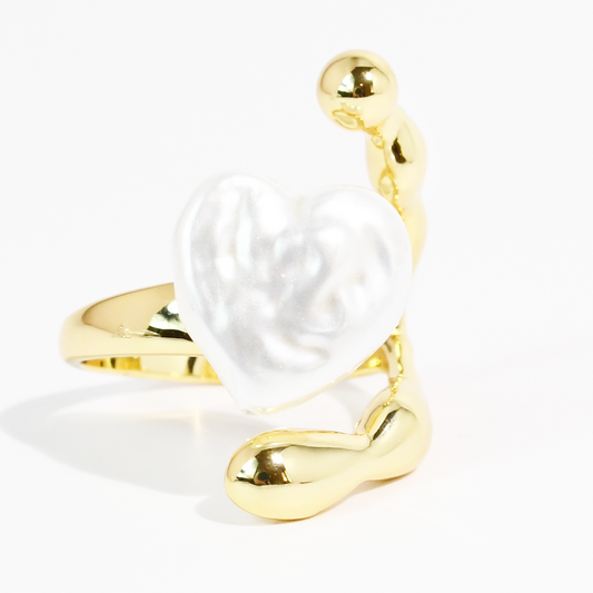 Melted Pearl Gold Ring