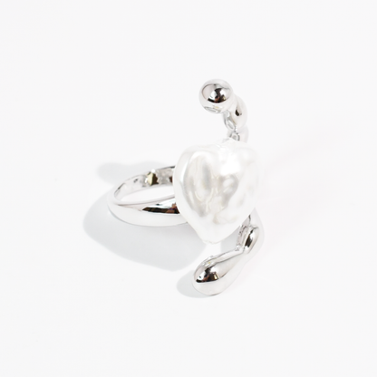 Melted Pearl Silver Ring