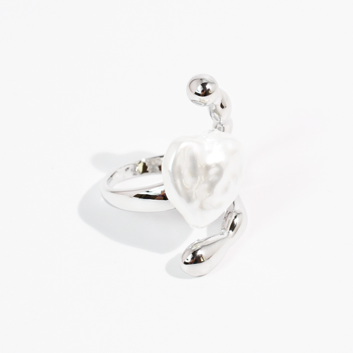 Melted Pearl Silver Ring