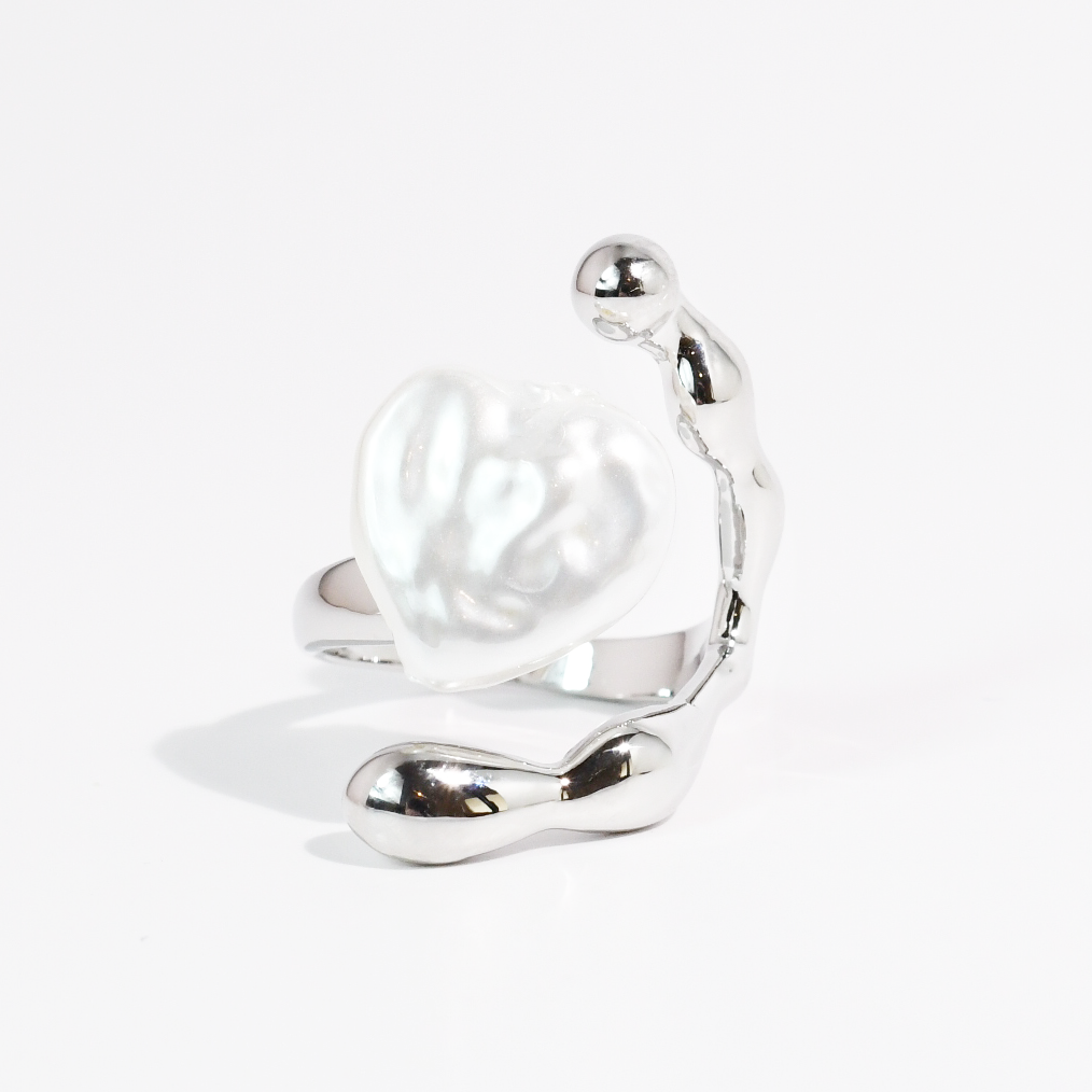 Melted Pearl Silver Ring