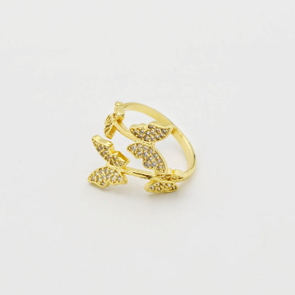 Multi Butterfly Twist Gold Ring P7