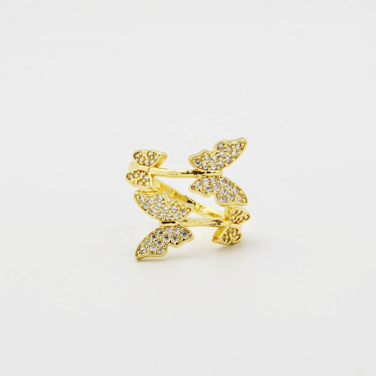 Multi Butterfly Twist Gold Ring P7