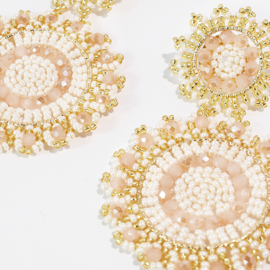 Nude Bloom Beaded Earrings