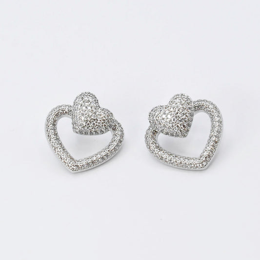 Open Heart Silver Stud