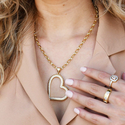 Open Heart Sparkle Pendant Necklace