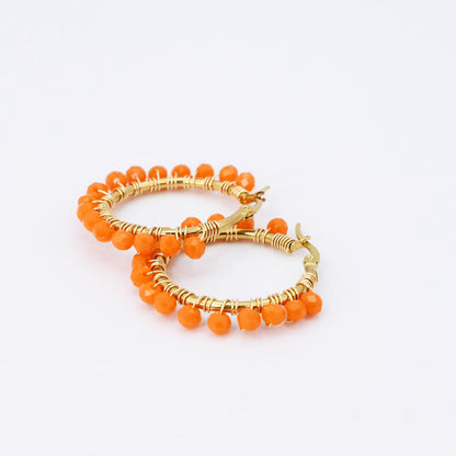 Small Orange Beaded Hoop D52