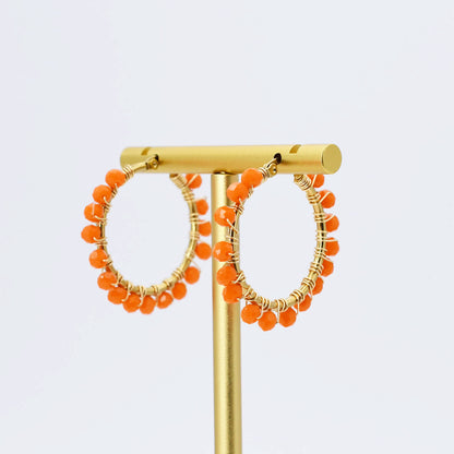 Small Orange Beaded Hoop D52