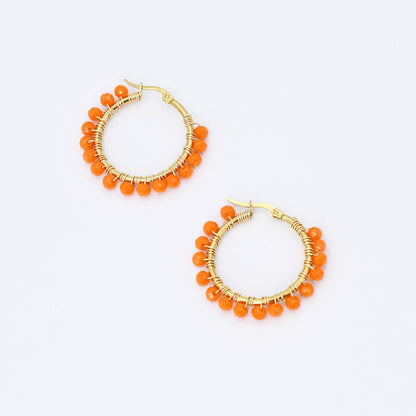 Small Orange Beaded Hoop D52