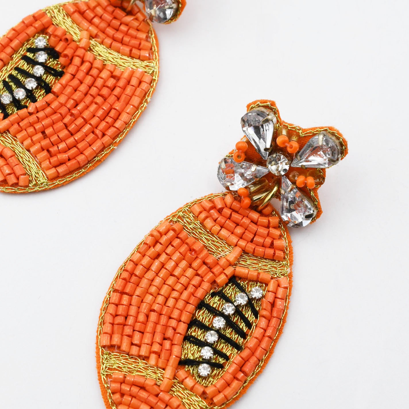 Orange Football Beaded Earring S32