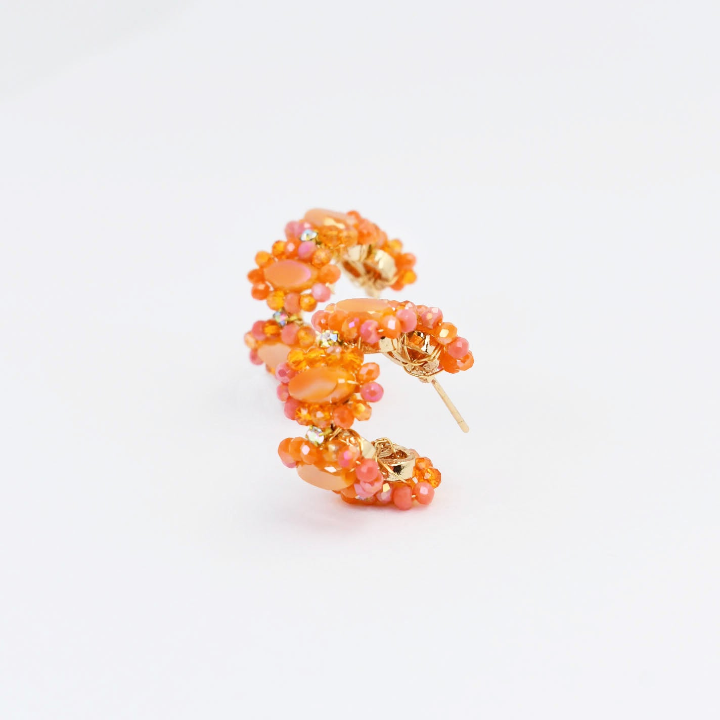 Orange Summer Beaded Hoop D44