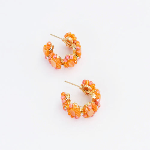 Orange Summer Beaded Hoop D44