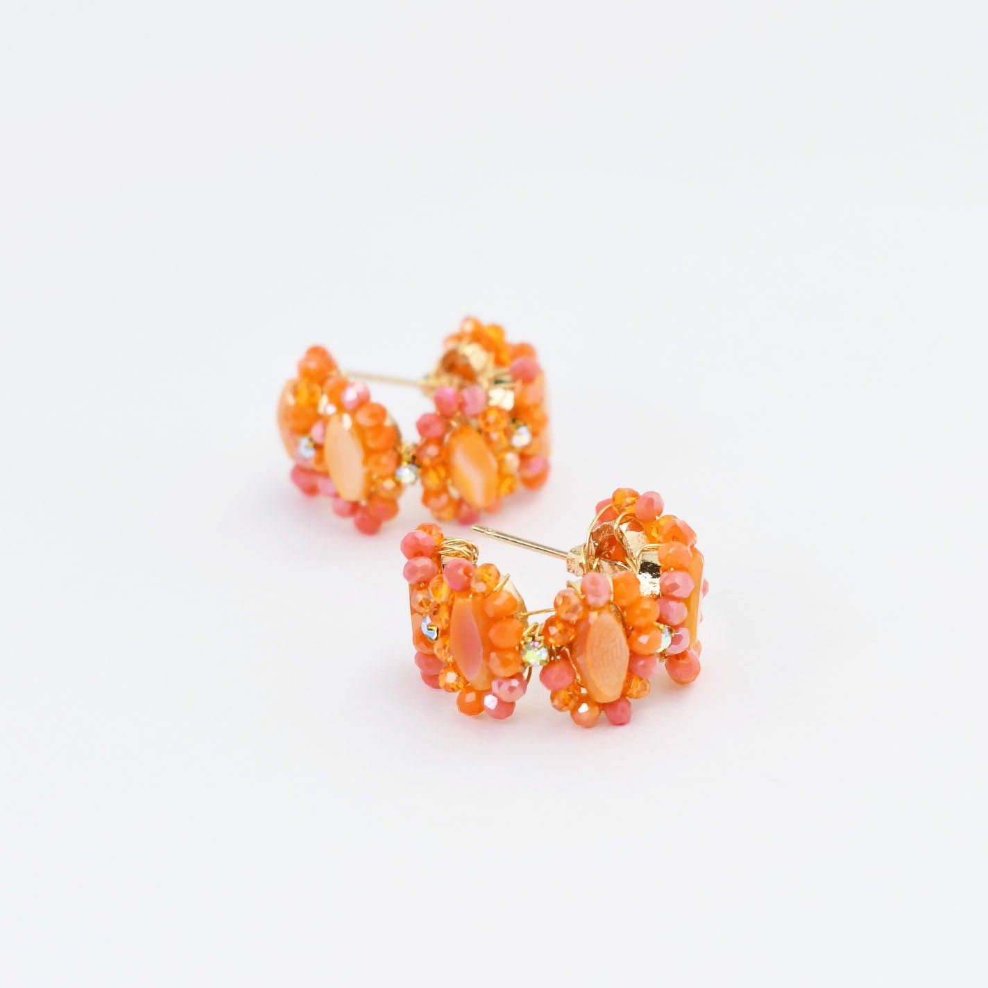 Orange Summer Beaded Hoop D44