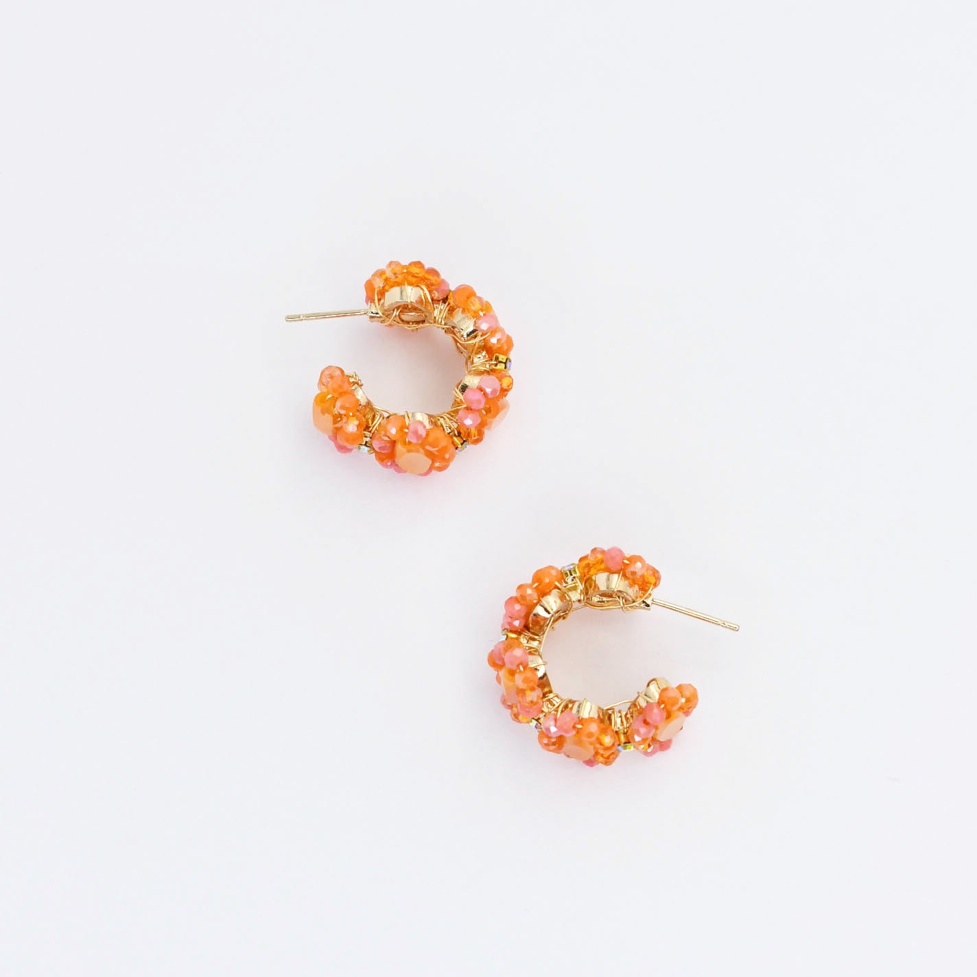 Orange Summer Beaded Hoop D44