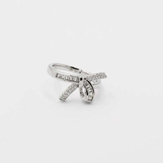 Pave Bow Silver Ring P1