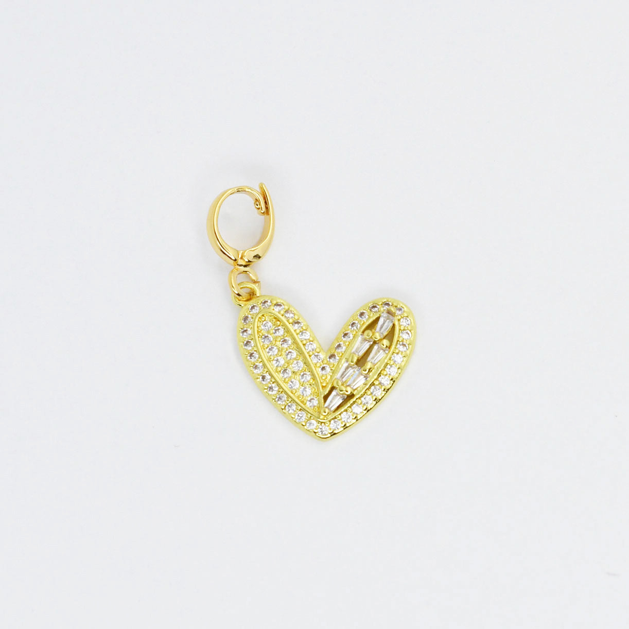 Pave Gold Heart Charm CH-73