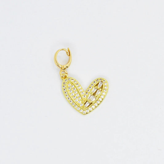 Pave Gold Heart Charm CH-73