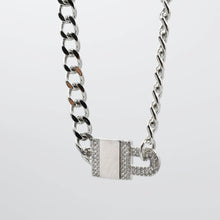 Load image into Gallery viewer, Pave Lock Chain Silver L12
