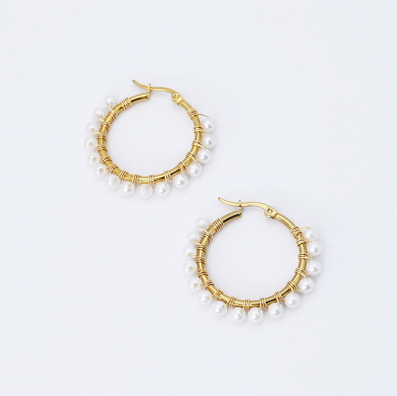 Small Pearl Beaded Hoop D52