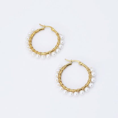 Small Pearl Beaded Hoop D52