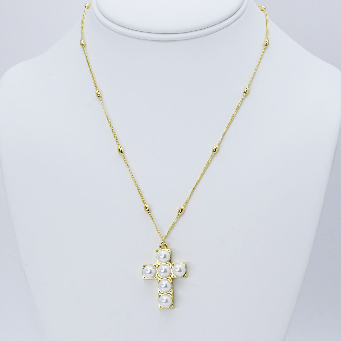 Pearl Cross Necklace F12