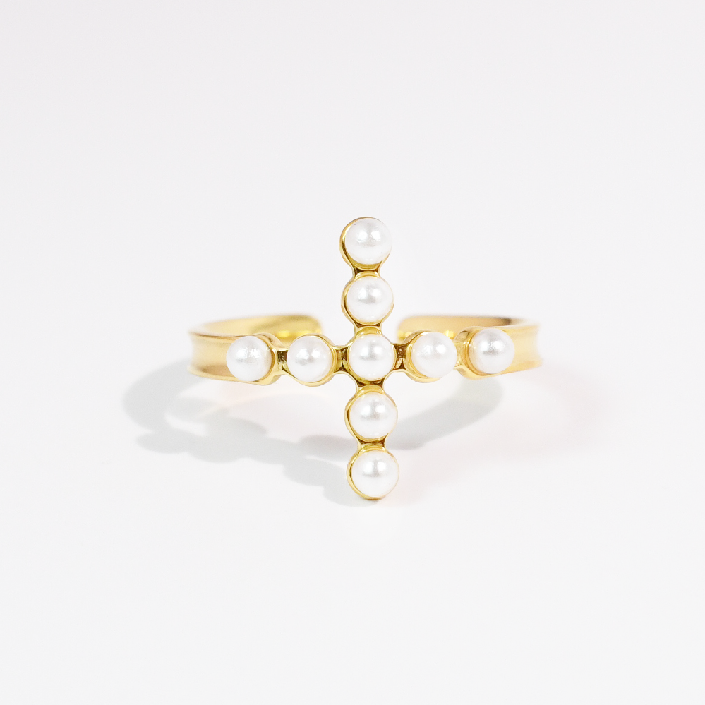 Pearl Cross Ring Waterproof