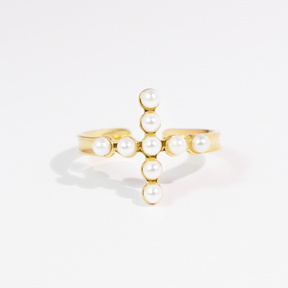 Pearl Cross Ring Waterproof