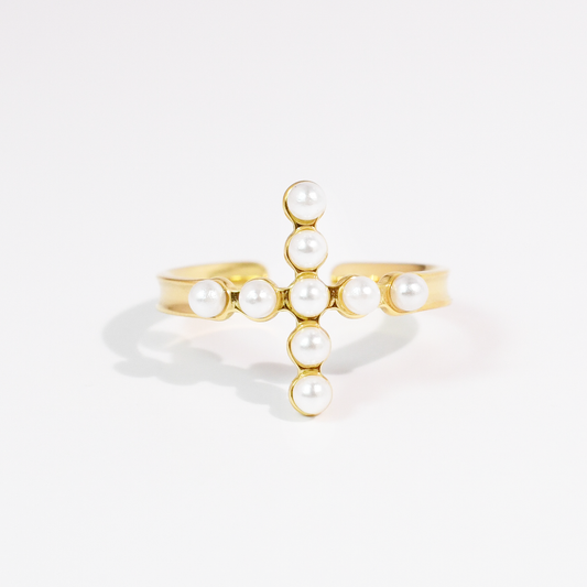 Pearl Cross Ring Waterproof