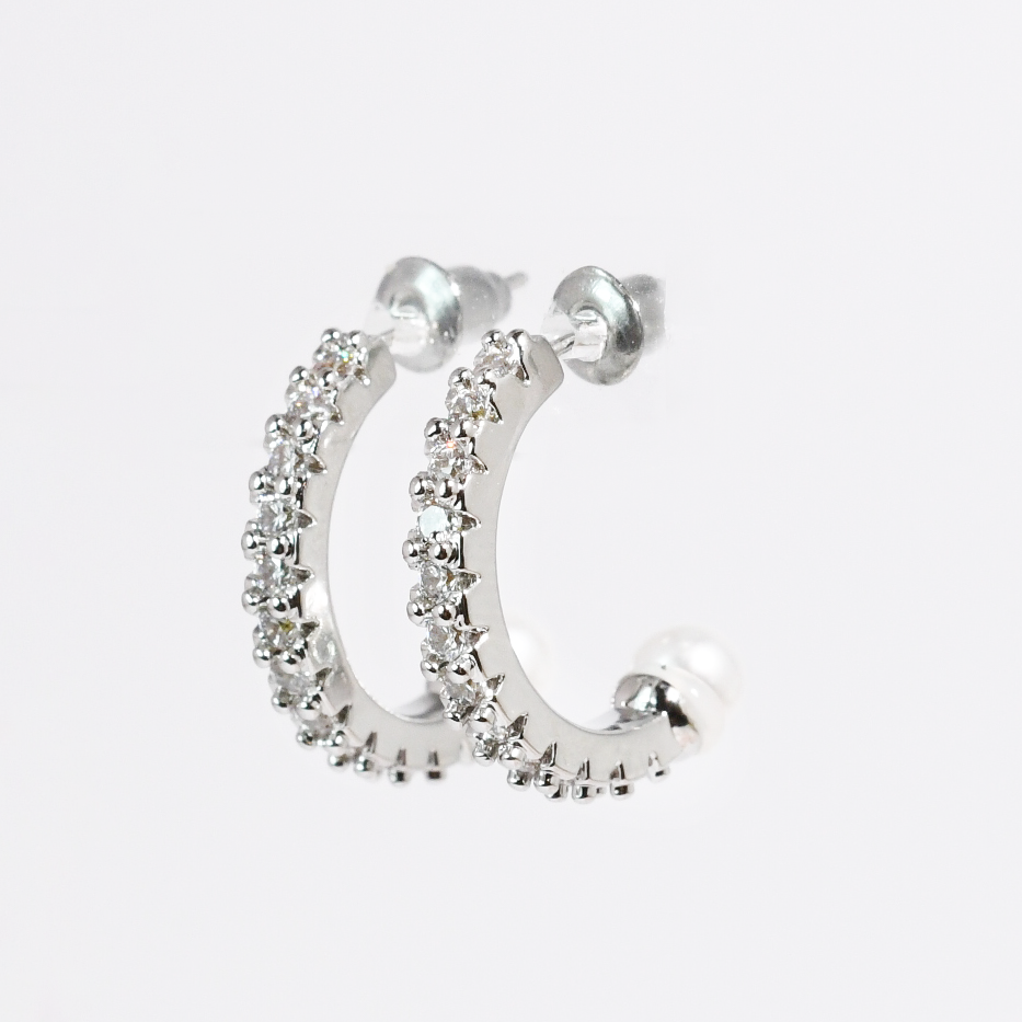 Pearl Crush Hoop Silver