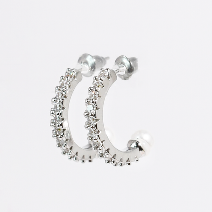 Pearl Crush Hoop Silver