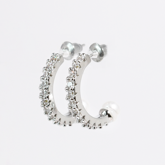 Pearl Crush Hoop Silver