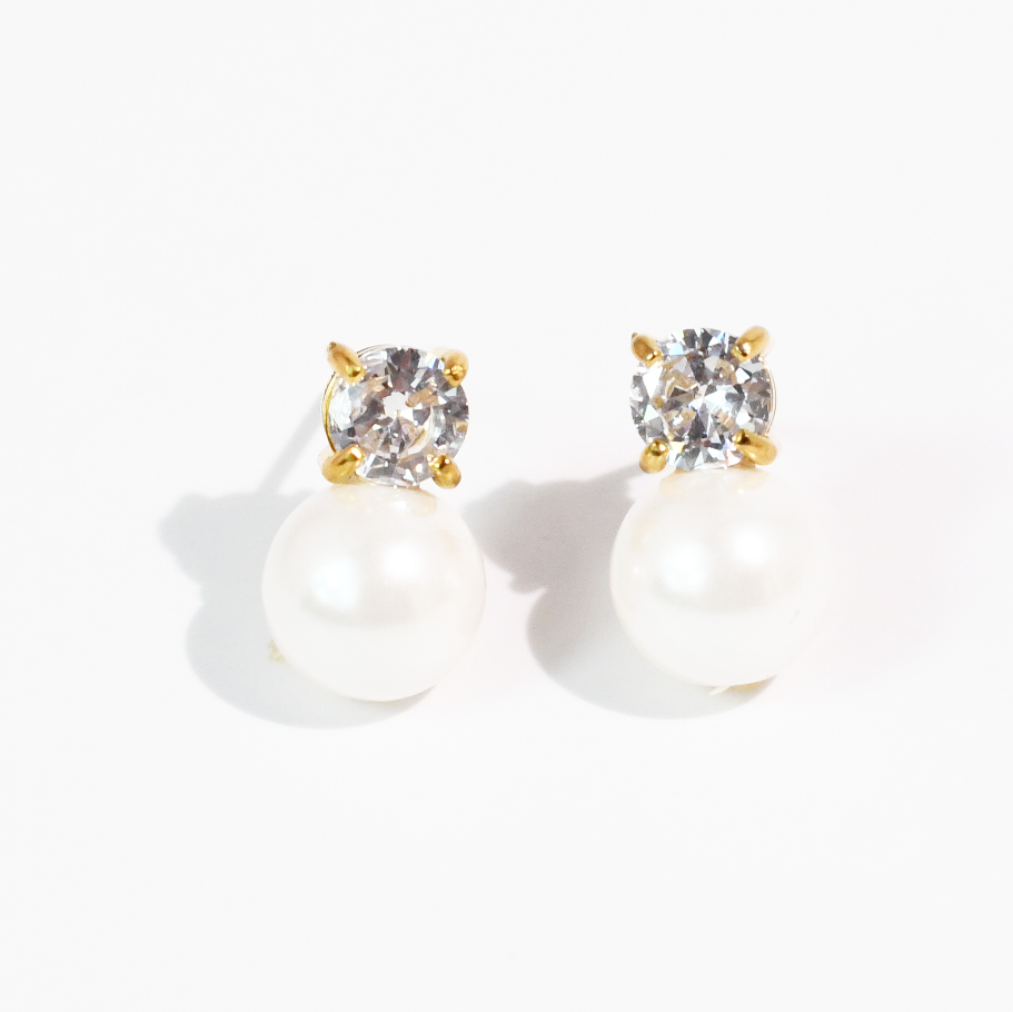 Pearl Dot Crystal Stud Waterproof