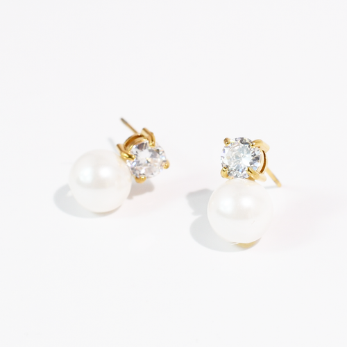 Pearl Dot Crystal Stud Waterproof