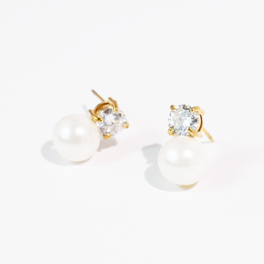 Pearl Dot Crystal Stud Waterproof