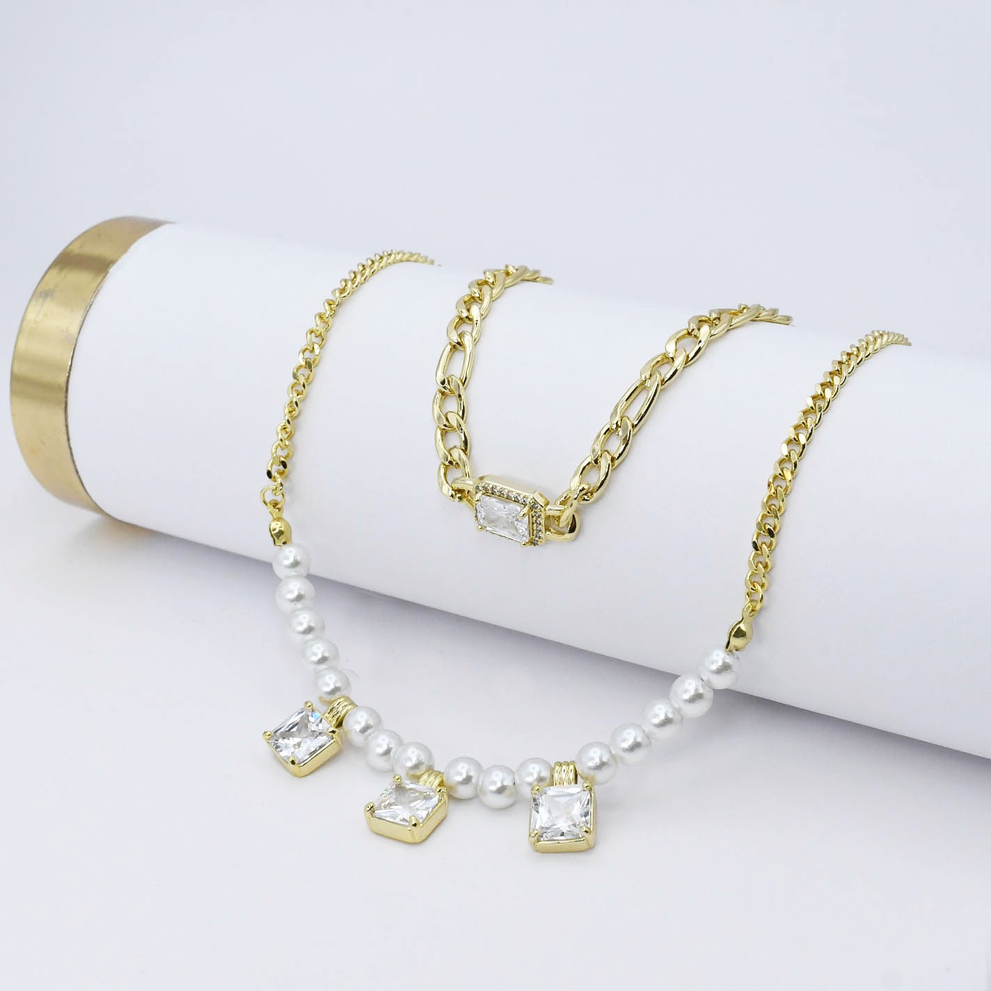 Pearl Link Layer Necklace