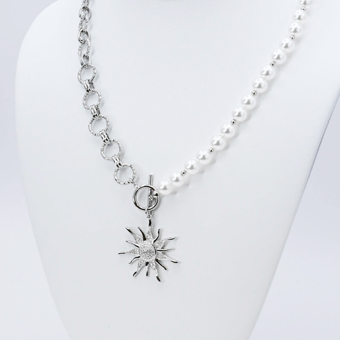 Pearl Sundrop Necklace Silver I-26