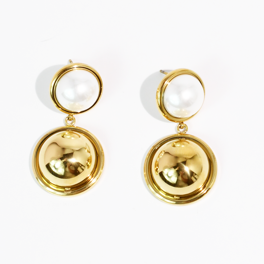 Pearl & Gold Earrings Waterproof