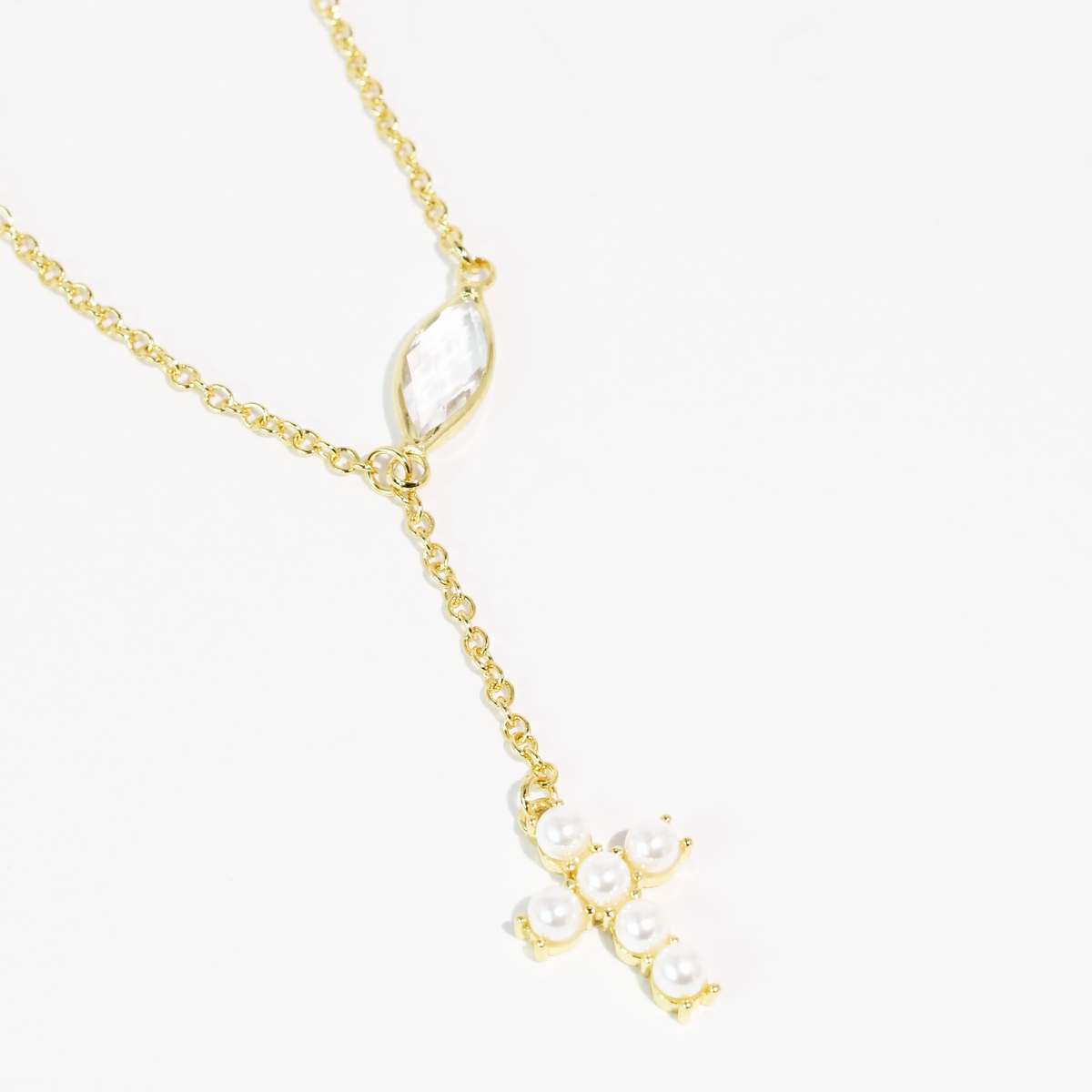 Pearly Babe Cross Necklace
