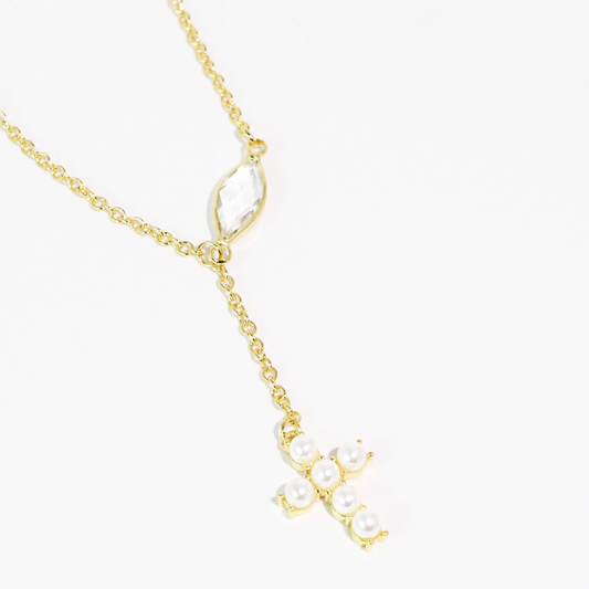 Pearly Babe Cross Necklace
