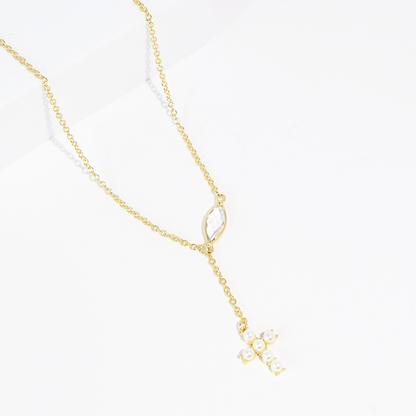 Pearly Babe Cross Necklace