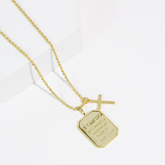 Philippians 4:13 Gold Necklace